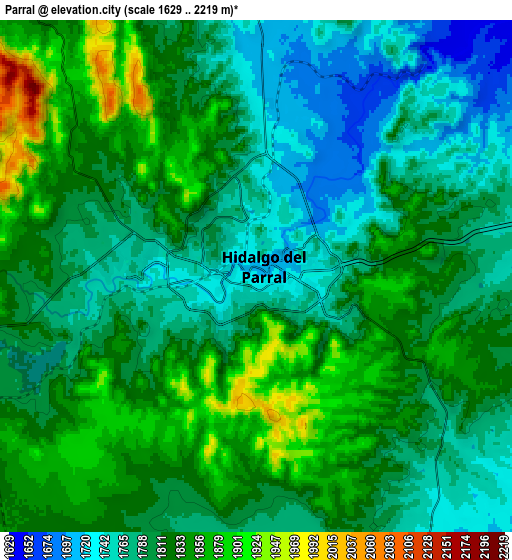 Zoom OUT 2x Parral, Mexico elevation map