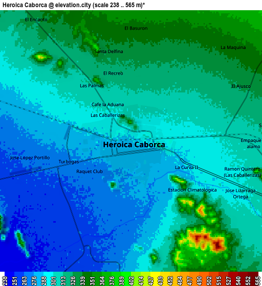 Zoom OUT 2x Heroica Caborca, Mexico elevation map