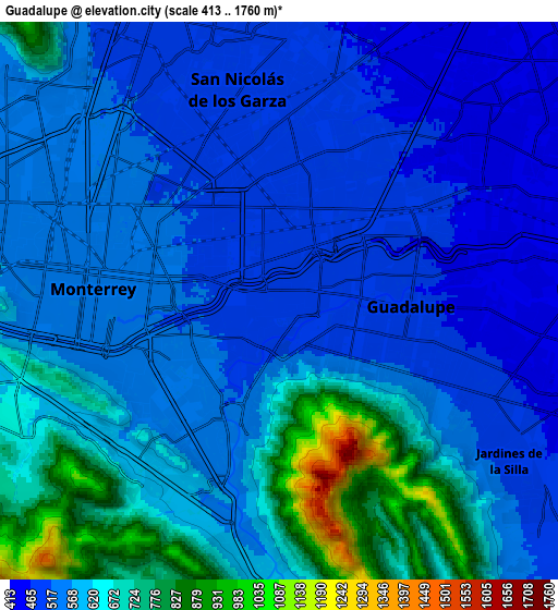 Zoom OUT 2x Guadalupe, Mexico elevation map