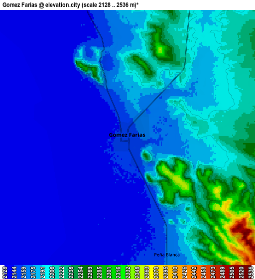 Zoom OUT 2x Gómez Farías, Mexico elevation map