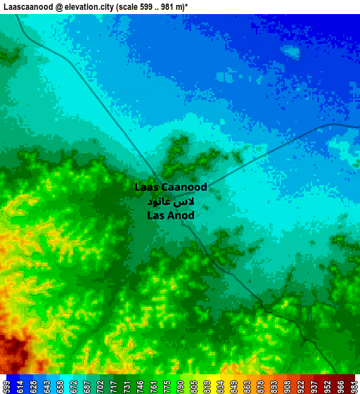 Zoom OUT 2x Laascaanood, Somalia elevation map