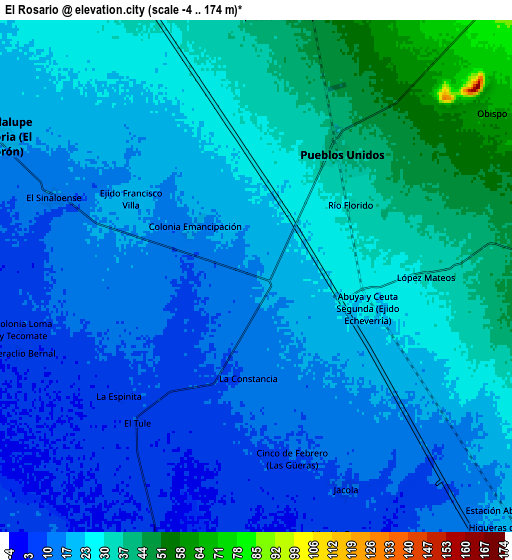 Zoom OUT 2x El Rosario, Mexico elevation map