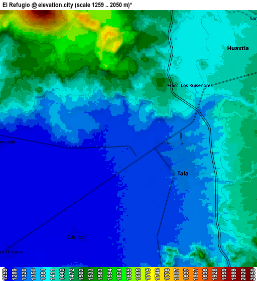 Zoom OUT 2x El Refugio, Mexico elevation map