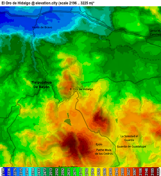 Zoom OUT 2x El Oro de Hidalgo, Mexico elevation map