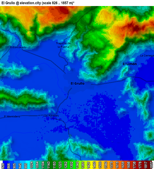 Zoom OUT 2x El Grullo, Mexico elevation map