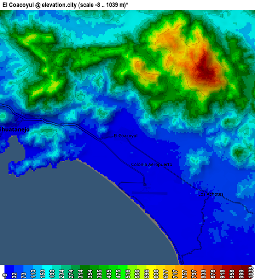 Zoom OUT 2x El Coacoyul, Mexico elevation map