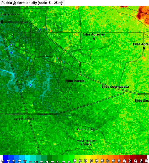 Zoom OUT 2x Puebla, Mexico elevation map