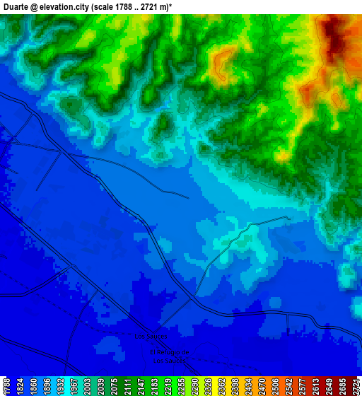 Zoom OUT 2x Duarte, Mexico elevation map