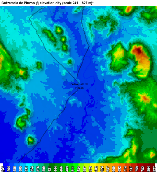 Zoom OUT 2x Cutzamala de Pinzón, Mexico elevation map