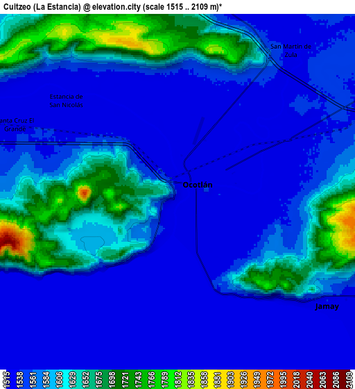 Zoom OUT 2x Cuitzeo (La Estancia), Mexico elevation map