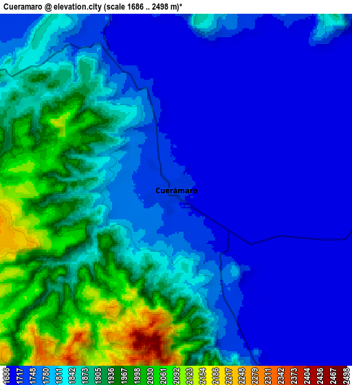 Zoom OUT 2x Cuerámaro, Mexico elevation map