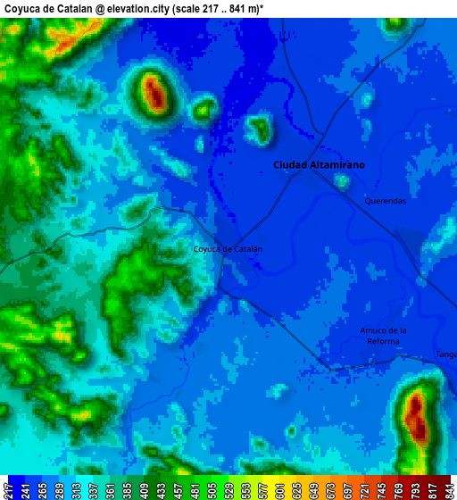 Zoom OUT 2x Coyuca de Catalán, Mexico elevation map