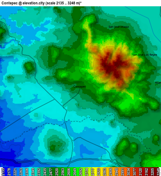 Zoom OUT 2x Contepec, Mexico elevation map