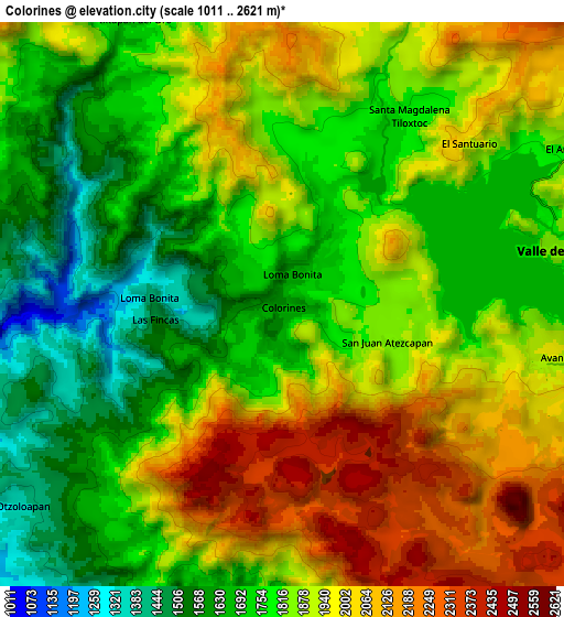 Zoom OUT 2x Colorines, Mexico elevation map