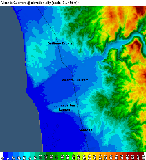 Zoom OUT 2x Vicente Guerrero, Mexico elevation map