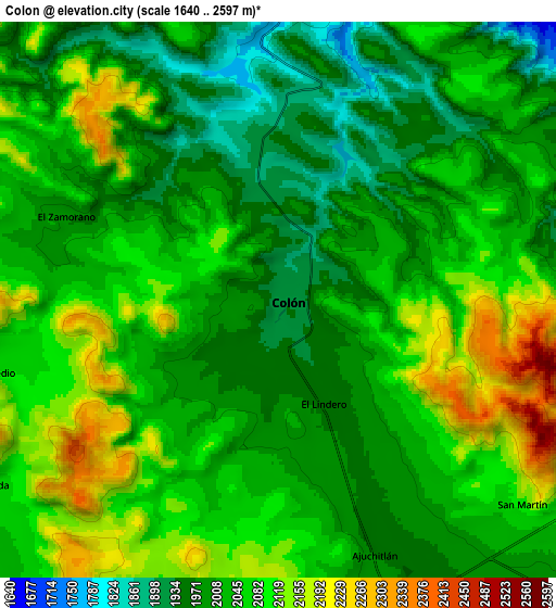 Zoom OUT 2x Colón, Mexico elevation map