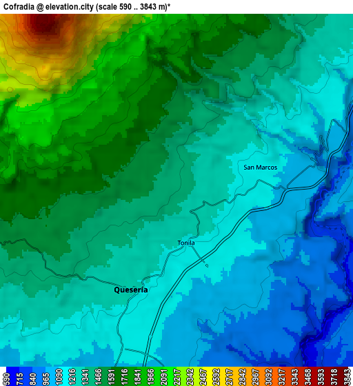 Zoom OUT 2x Cofradía, Mexico elevation map