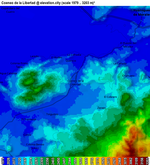 Zoom OUT 2x Coeneo de la Libertad, Mexico elevation map