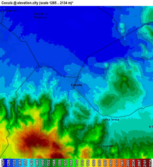 Zoom OUT 2x Cocula, Mexico elevation map