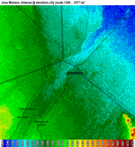 Zoom OUT 2x José Mariano Jiménez, Mexico elevation map