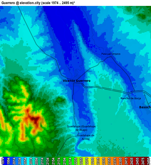 Zoom OUT 2x Guerrero, Mexico elevation map