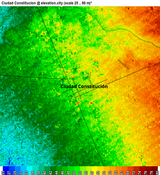 Zoom OUT 2x Ciudad Constitución, Mexico elevation map
