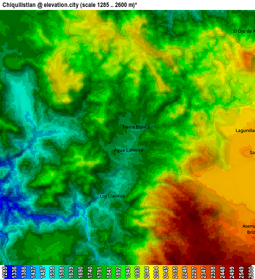 Zoom OUT 2x Chiquilistlán, Mexico elevation map