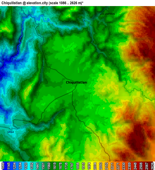 Zoom OUT 2x Chiquilistlán, Mexico elevation map