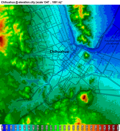 Zoom OUT 2x Chihuahua, Mexico elevation map