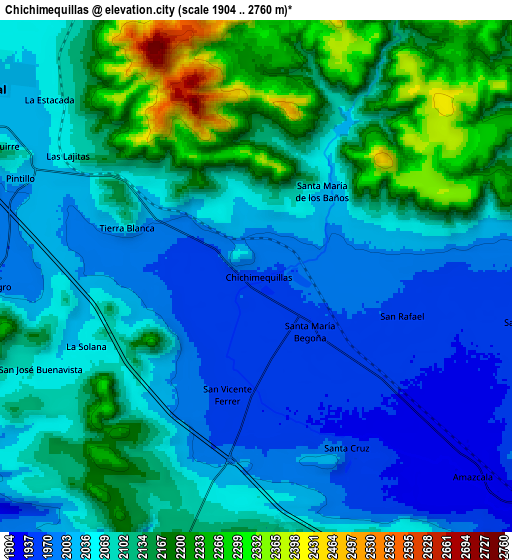 Zoom OUT 2x Chichimequillas, Mexico elevation map