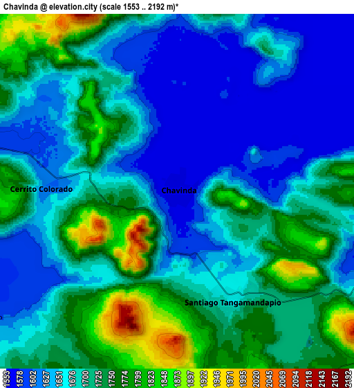 Zoom OUT 2x Chavinda, Mexico elevation map