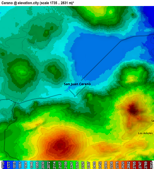 Zoom OUT 2x Cerano, Mexico elevation map