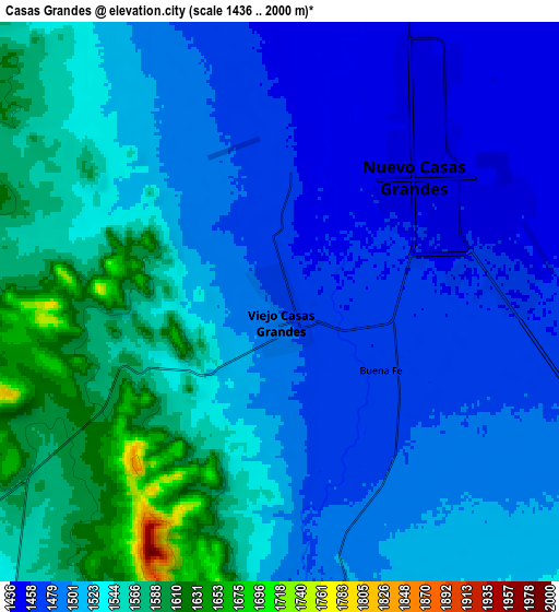 Zoom OUT 2x Casas Grandes, Mexico elevation map