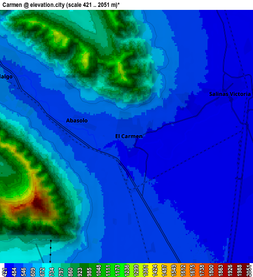 Zoom OUT 2x Carmen, Mexico elevation map