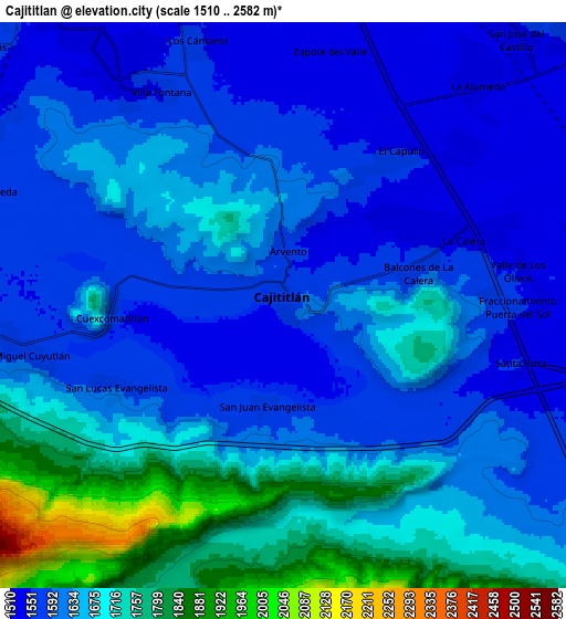 Zoom OUT 2x Cajititlán, Mexico elevation map