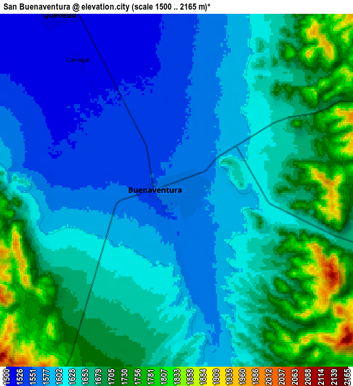 Zoom OUT 2x San Buenaventura, Mexico elevation map