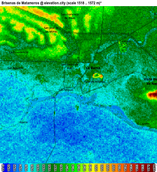 Zoom OUT 2x Briseñas de Matamoros, Mexico elevation map