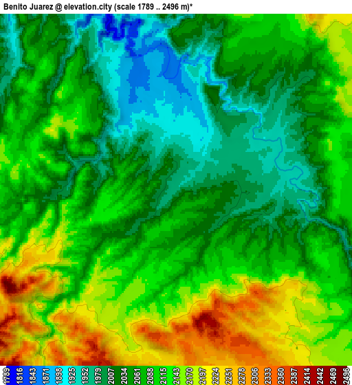 Zoom OUT 2x Benito Juárez, Mexico elevation map