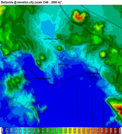 Zoom OUT 2x Bellavista, Mexico elevation map