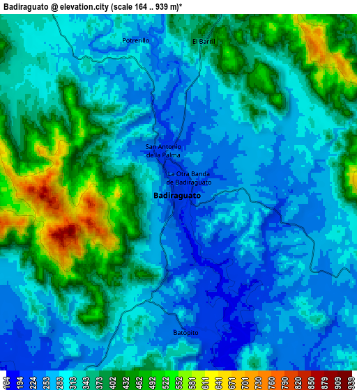 Zoom OUT 2x Badiraguato, Mexico elevation map