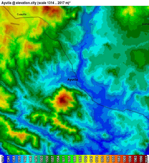 Zoom OUT 2x Ayutla, Mexico elevation map