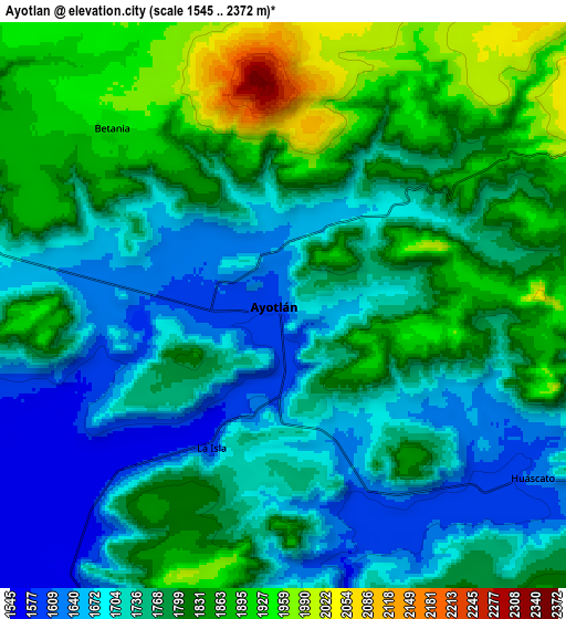 Zoom OUT 2x Ayotlán, Mexico elevation map