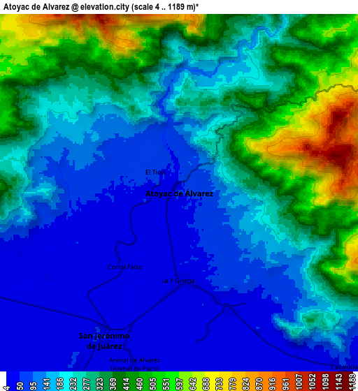 Zoom OUT 2x Atoyac de Álvarez, Mexico elevation map