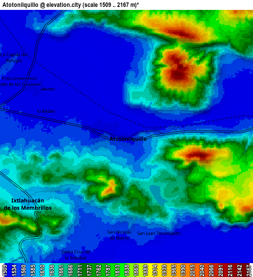 Zoom OUT 2x Atotonilquillo, Mexico elevation map