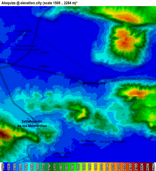 Zoom OUT 2x Atequiza, Mexico elevation map