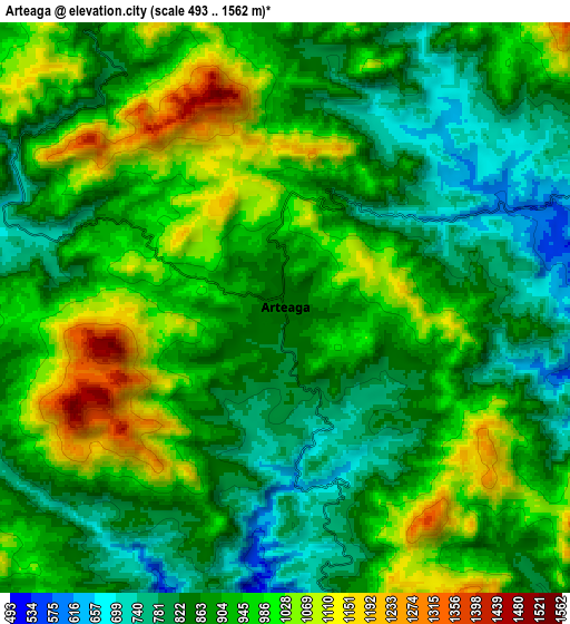 Zoom OUT 2x Arteaga, Mexico elevation map