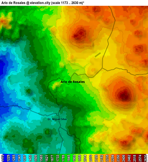 Zoom OUT 2x Ario de Rosales, Mexico elevation map