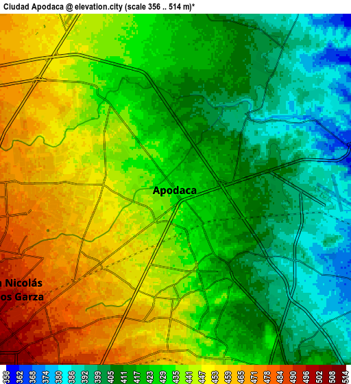Zoom OUT 2x Ciudad Apodaca, Mexico elevation map