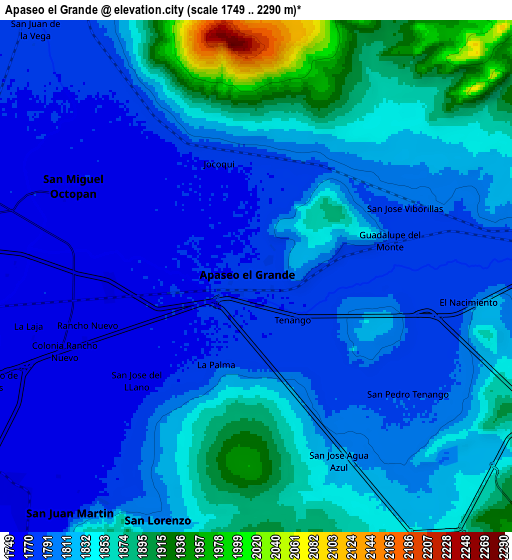 Zoom OUT 2x Apaseo el Grande, Mexico elevation map