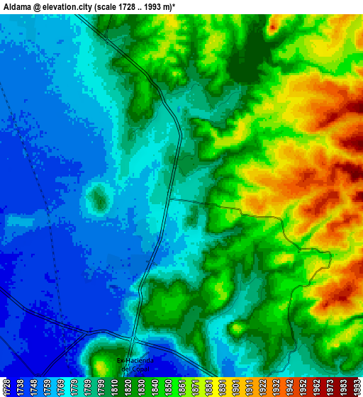 Zoom OUT 2x Aldama, Mexico elevation map